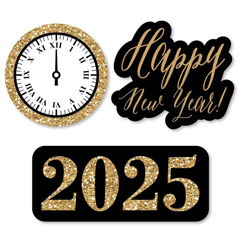 Big Dot of Happiness New Year's Eve - Gold - DIY Shaped 2025 New Years Eve Party Cut-Outs - 24 Count