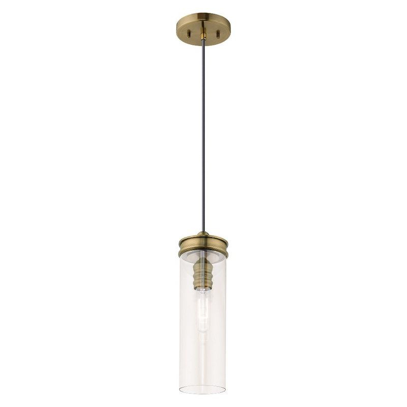 Livex Lighting Art Glass 1 - Light Pendant in  Antique Brass