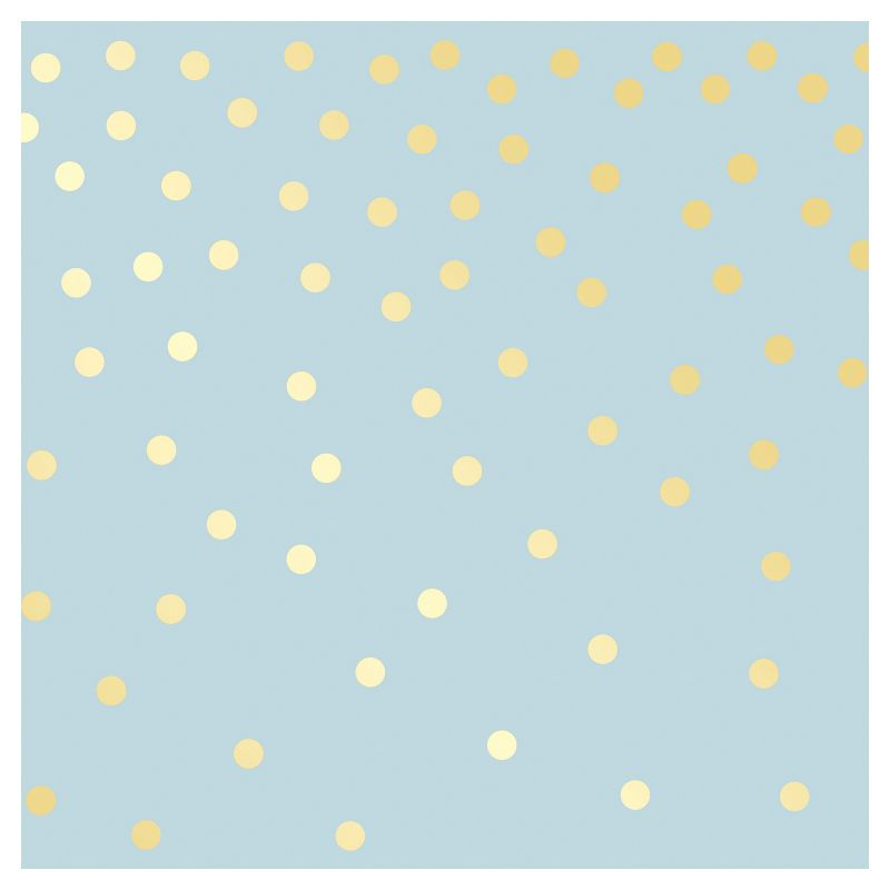 Tempaper Kids' Falling Dots Self-Adhesive Removable Borders Wallpaper Blue/Metallic Gold: Vinyl, Peelable, Washable
