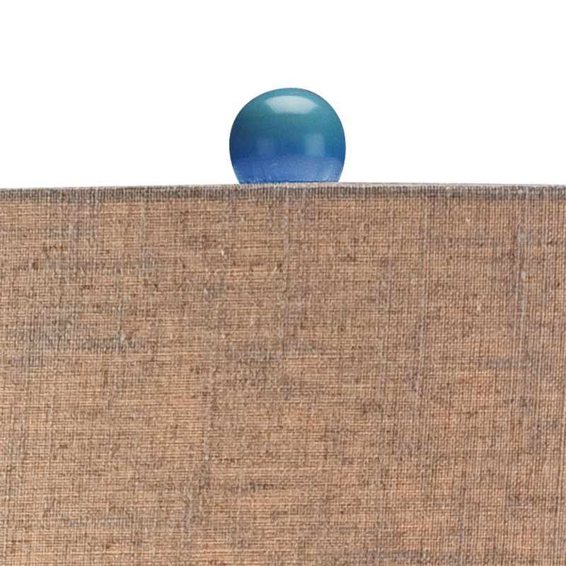 Possini Euro Design Mid Century Modern Table Lamp Ceramic Tiled Teal Tall Tan Linen Drum Shade for Living Room Family Bedroom (Colors May Vary)