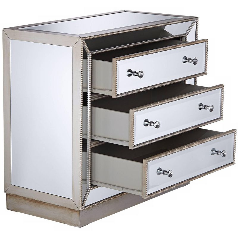 Coast to Coast Trevi 32" Wide 3-Drawer Silver Mirrored Accent Chest