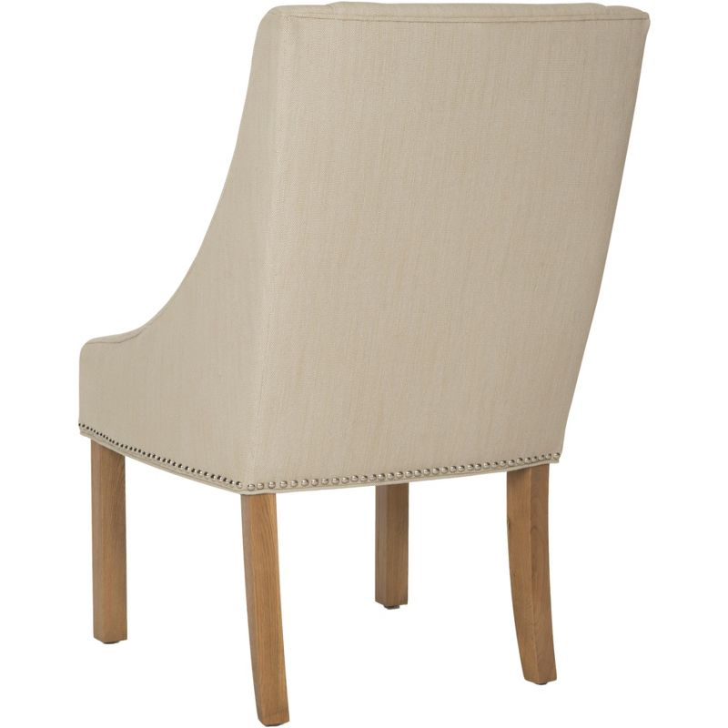 Morris 20''H Sloping Arm Dining Chair (Set Of 2) with Silver Nail Heads with - Beige - Safavieh
