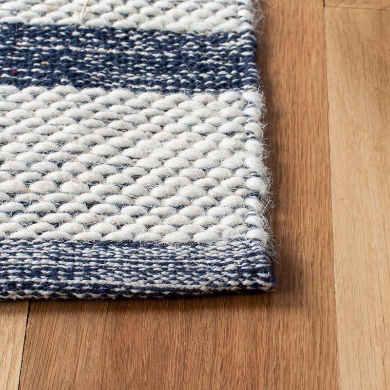 Striped Kilim STK514 Hand Woven Area Rug - Navy/Ivory - 6'x9' - Safavieh.