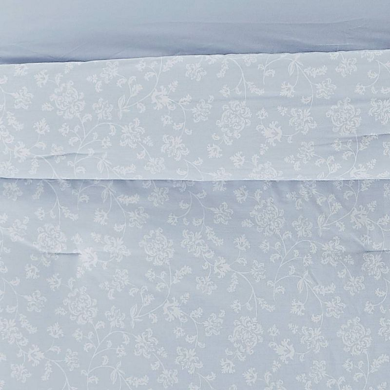 The Farmhouse 3pc King By Rachel Ashwell Majesty Comforter Set White/Blue: Percale, Botanical Design, 200 Thread Count