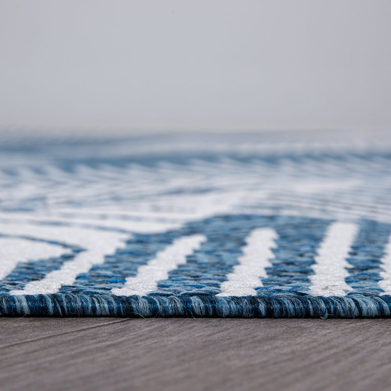 World Rug Gallery Distressed Palm Leaves Textured Flat Weave Indoor/Outdoor Area Rug - NAVY 7'10"X10'