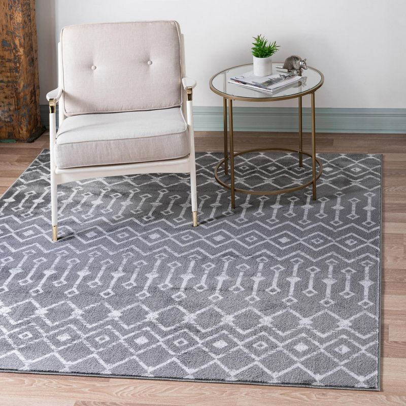 Unique Loom 6' 0 x 6' 0 Square Moroccan Trellis Gray Area Rug