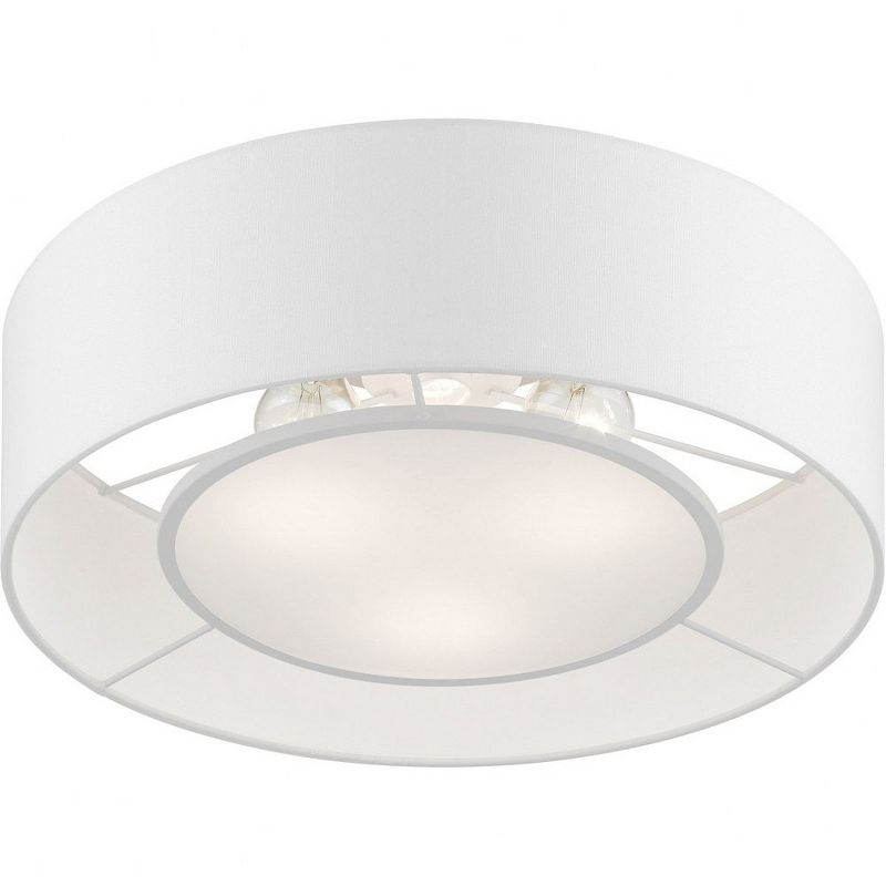 Livex Lighting Gilmore 3 - Light Semi-Flush Mount in  Brushed Nickel/Shiny White