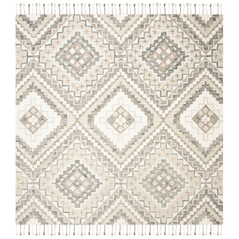 Aspen APN250 Hand Tufted Area Rug - Taupe/Ivory - 5' X 5' Square - Safavieh.