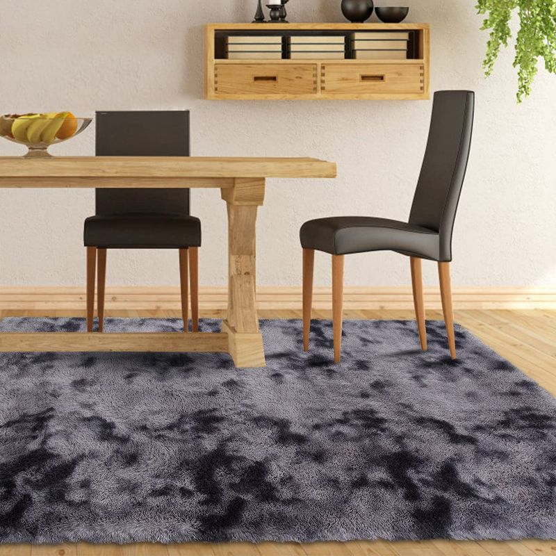 Shaggy Area Rug Super Soft Fluffy Plush Carpet, 8' x 10' Tie-Dye Dark Gray