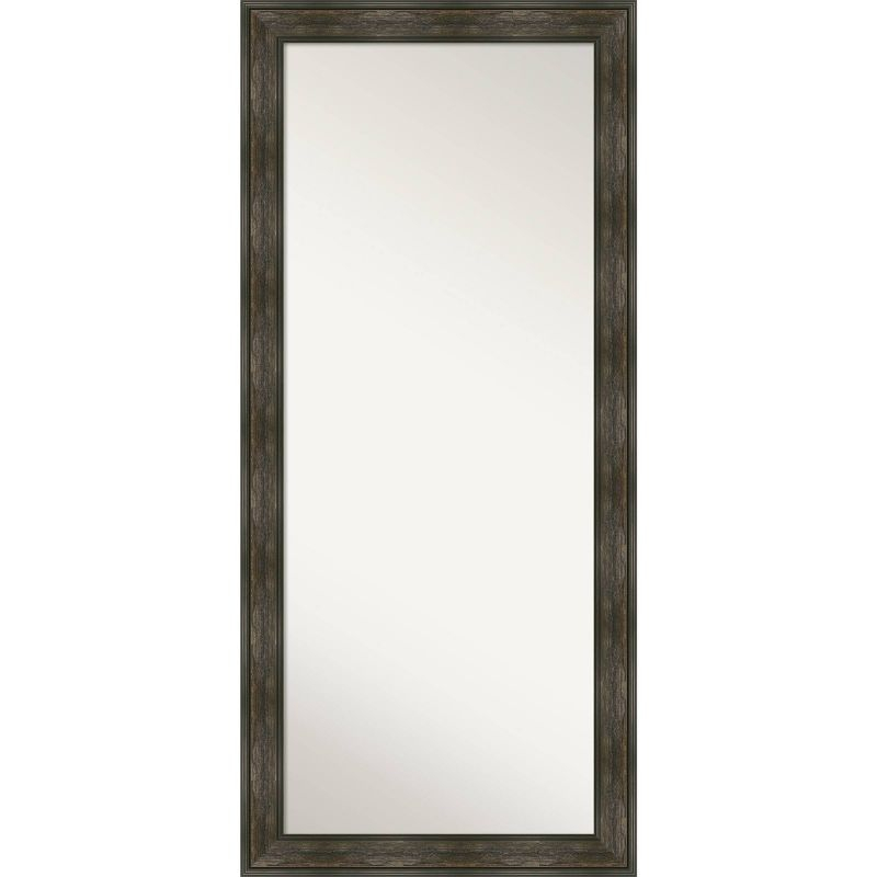 30" x 66" Non-Beveled Rail Rustic Char Full Length Floor Leaner Mirror - Amanti Art: Polystyrene Frame, Spot Clean
