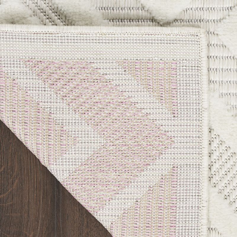 Nourison Versatile Diamond Geometric Flatweave Indoor Outdoor Area Rug Ivory/White 6' x 9'
