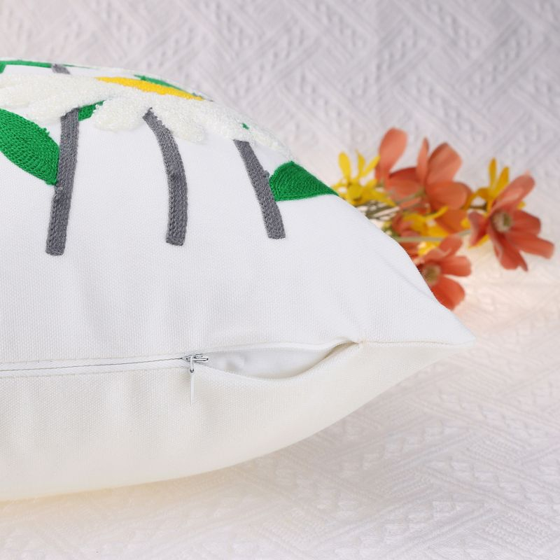 Unique Bargains Embroidered Floral Throw Floral Pattern Pillow Cases 2 Pcs Green Leaves 18" x 18"