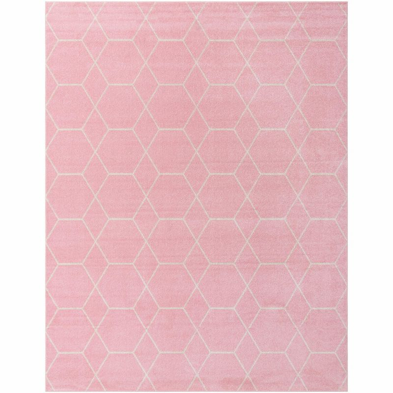 Unique Loom 8' 0 x 10' 0 Trellis Frieze Geometric Light Pink Area Rug