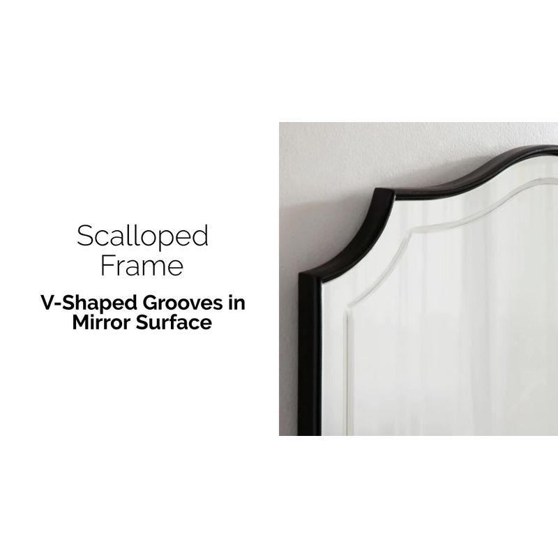 20" x 30" Hollyn Decorative Framed Wall Mirror Black - Kate & Laurel All Things Decor: Scalloped Edge, V-Groove, Hangs Both Ways