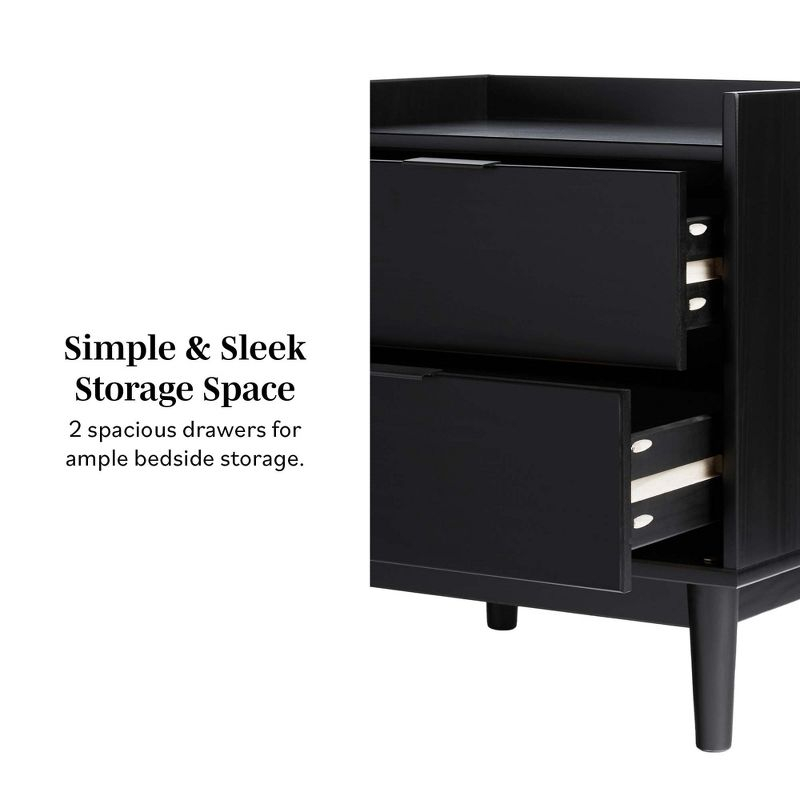 MOEPISY Mid-Century Modern 2-Drawer Solid Wood Nightstand