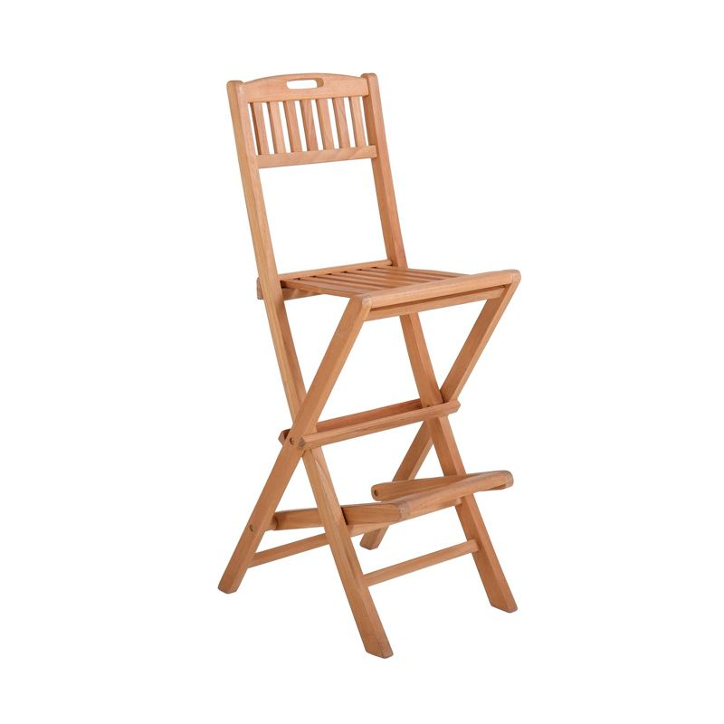 Nordic Teak 30" Natural Indoor/Outdoor Folding Bar Stool - Beige