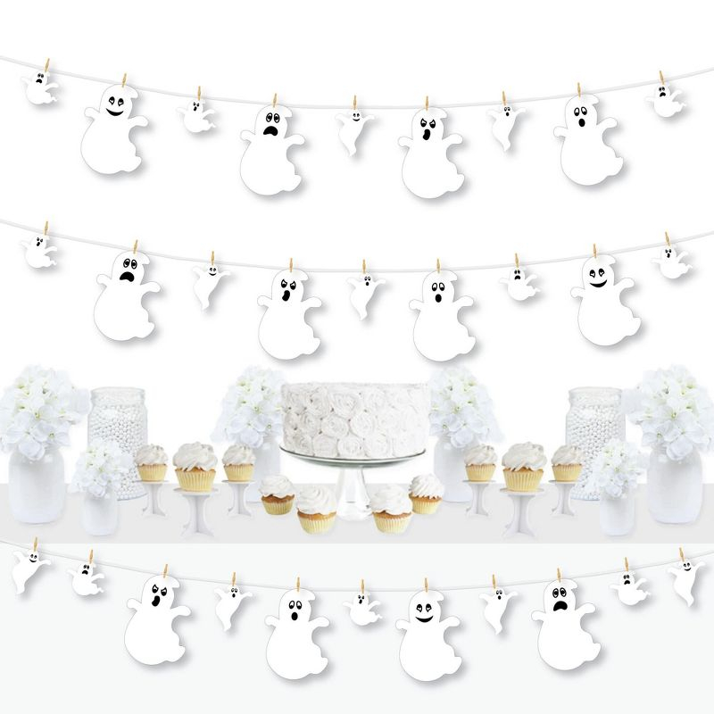 Big Dot of Happiness Spooky Ghost - Halloween Party DIY Decorations - Clothespin Garland Banner - 44 Pieces