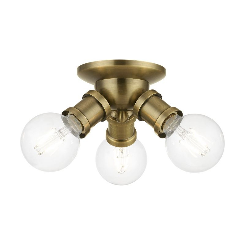 Livex Lighting Lansdale 3 - Light Flush Mount in  Antique Brass