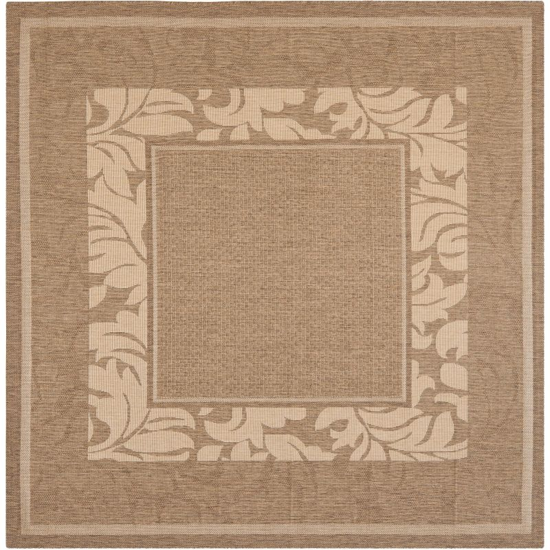 Courtyard CY1704 Power Loomed Indoor and Outdoor Area Rug - Brown/Natural - 6'7"x6'7" - Safavieh