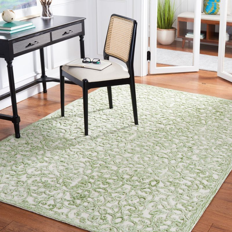 Trace TRC103 Hand Tufted Indoor Area Rug - Ivory/Green - 6'x6' - Safavieh