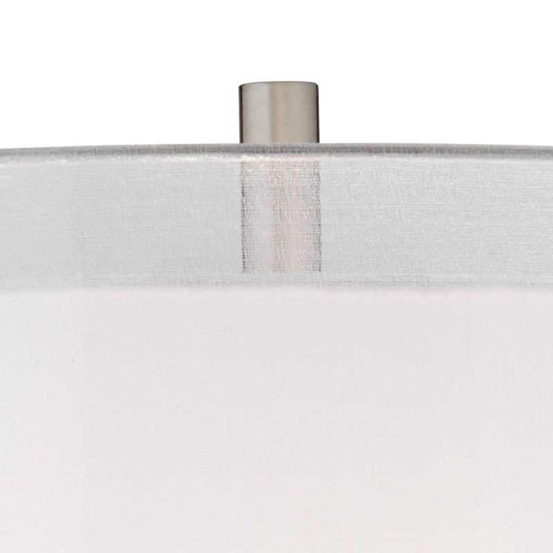 Possini Euro Design Roxie Modern Floor Lamp Standing 65 1/2" Tall Brushed Nickel Sheer Linen Double Drum Shade for Living Room Bedroom Office House