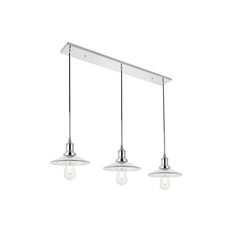 Elegant Lighting Rohan 30-Inch Satin Gold Chandelier with Metal Rings