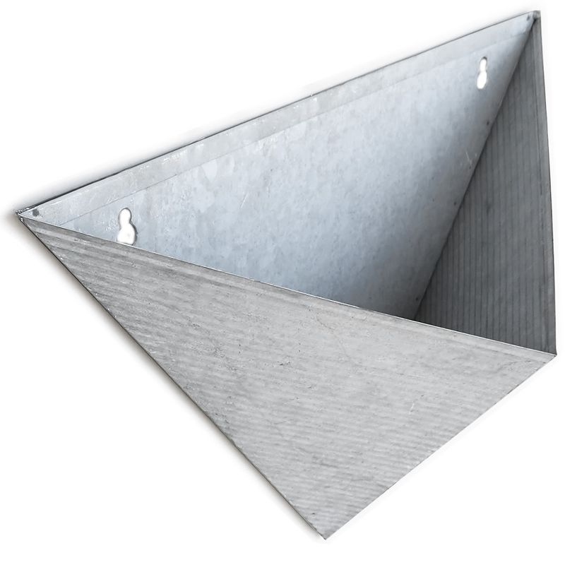 Modern Home Living Wall Galvanized Steel/Zinc Triangular Succulent/Herb Planter (Aged Zinc, Set of 3)