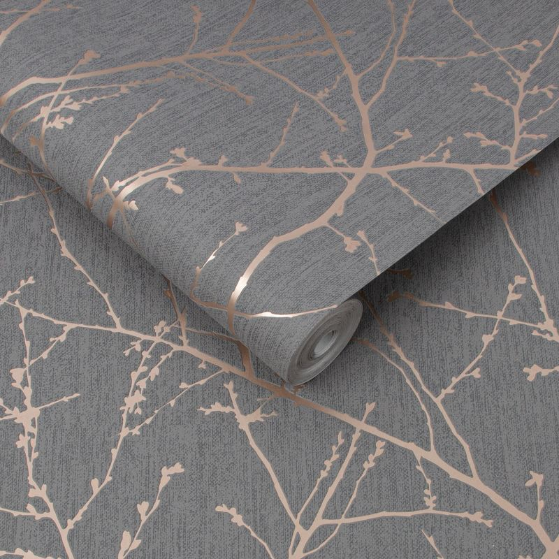 Innocence Charcoal and Copper Wallpaper