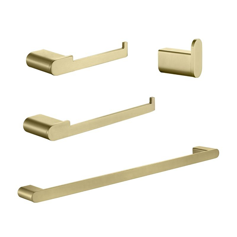 Cobbe Bathroom Hardware 4-Piece Set, Brushed Gold Bathroom Accessories Set with Towel Rack, Hand Towel Bar, Towel Hook, Toilet Paper Holder