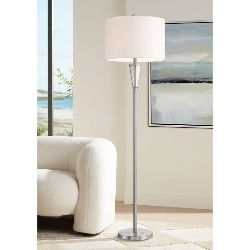 360 Lighting Shasta Modern 62 1/2" Tall Standing Floor Lamp Skinny Pole Silver Clear Glass Brushed Nickel Finish Living Room Bedroom House Reading