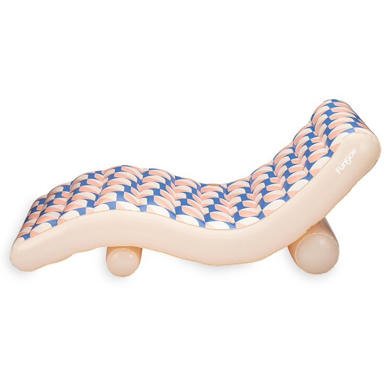 Funsicle: Inflatable Deco FunChaiser Pool & Water Float Lounge - Blue & Cream