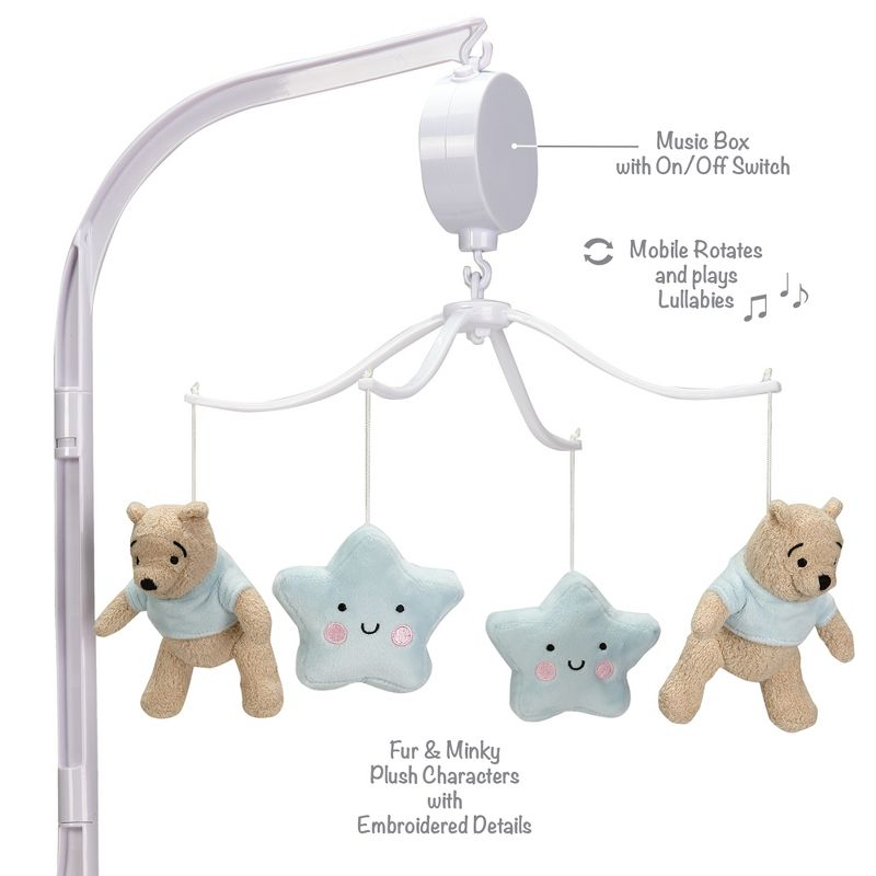Bedtime Originals Starlight Pooh Musical Baby Crib Mobile - Blue, Animals