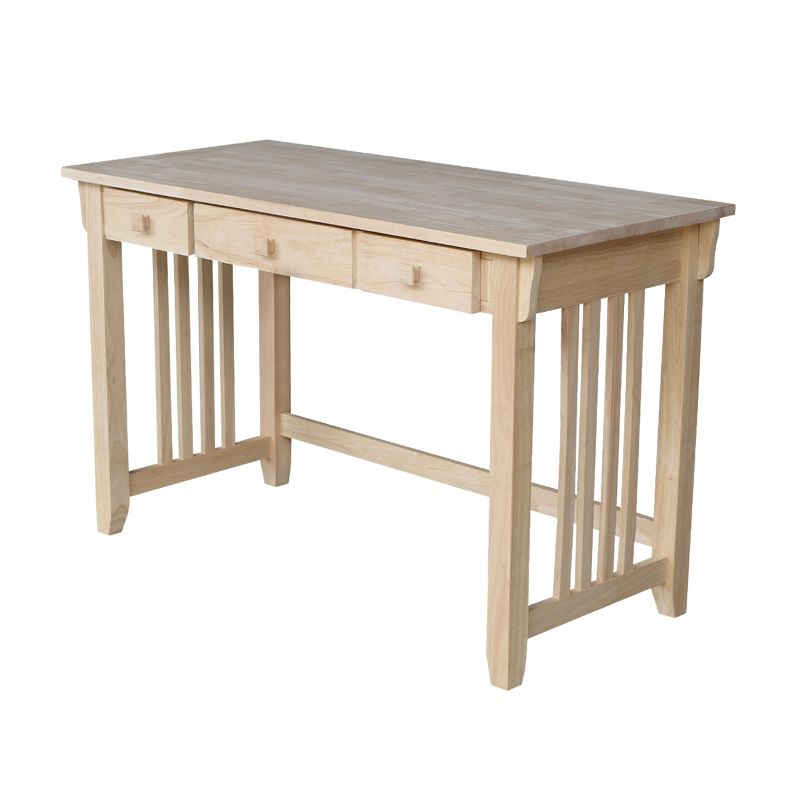 Mission Computer Desk - Unfinished - International Concepts: Hardwood Frame, 48" Writing Desk with Drawer, Adult Assembly Required