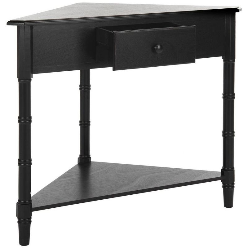 Gomez Corner Console Table - Distressed Black - Safavieh