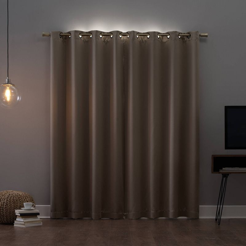 52"x54" Sun Zero 100% Blackout Oslo Theater Grade Grommet Curtain Panel Stone: Solid Beige Indoor Polyester