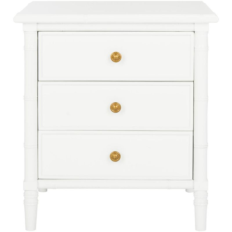 Mina 3 Drawer Nightstand - NST3500 - White/Gold - Safavieh