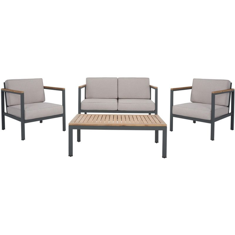 Chicopee 4 Pc Living Set - Indoor/Outdoor - PAT7725 - Natural/Light Grey - Safavieh