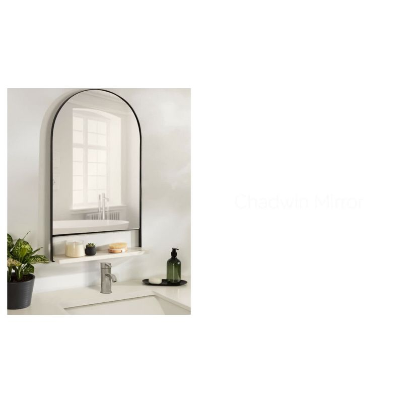 20" x 34" Chadwin Decorative Wall Mirror with Shelf Black - Kate & Laurel All Things Decor: Arched, Farmhouse-Inspired