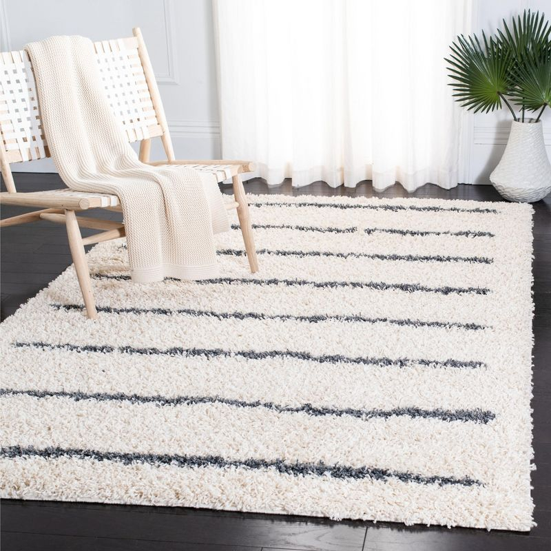 Venus Shag VNS604 Power Loomed Area Rug - Ivory/Dark Grey - 4'x6' - Safavieh.