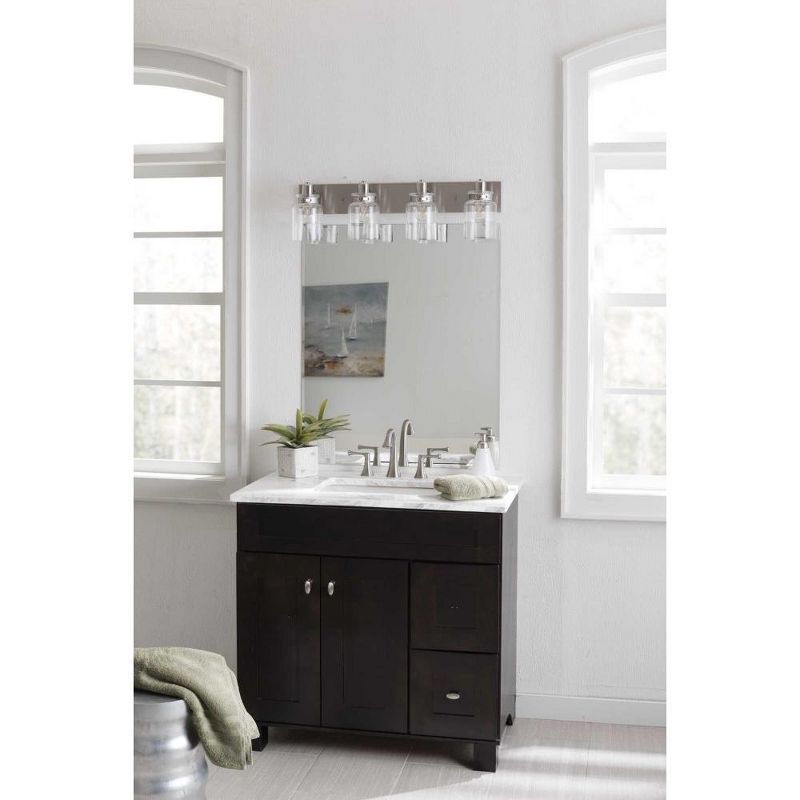 Progress Lighting Calhoun 4-Light Bath Vanity, Brushed Nickel, Clear Glass Shade