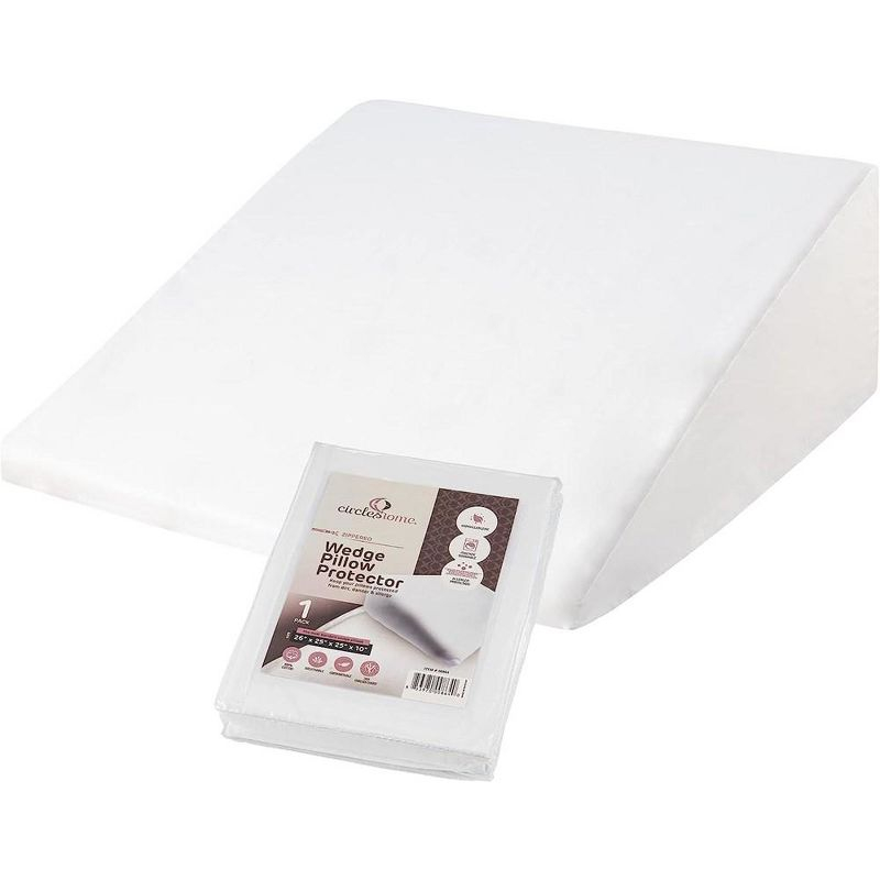 Circles Home 100% Cotton Wedge Pillow Protector with Zipper – (25x25x10x2)