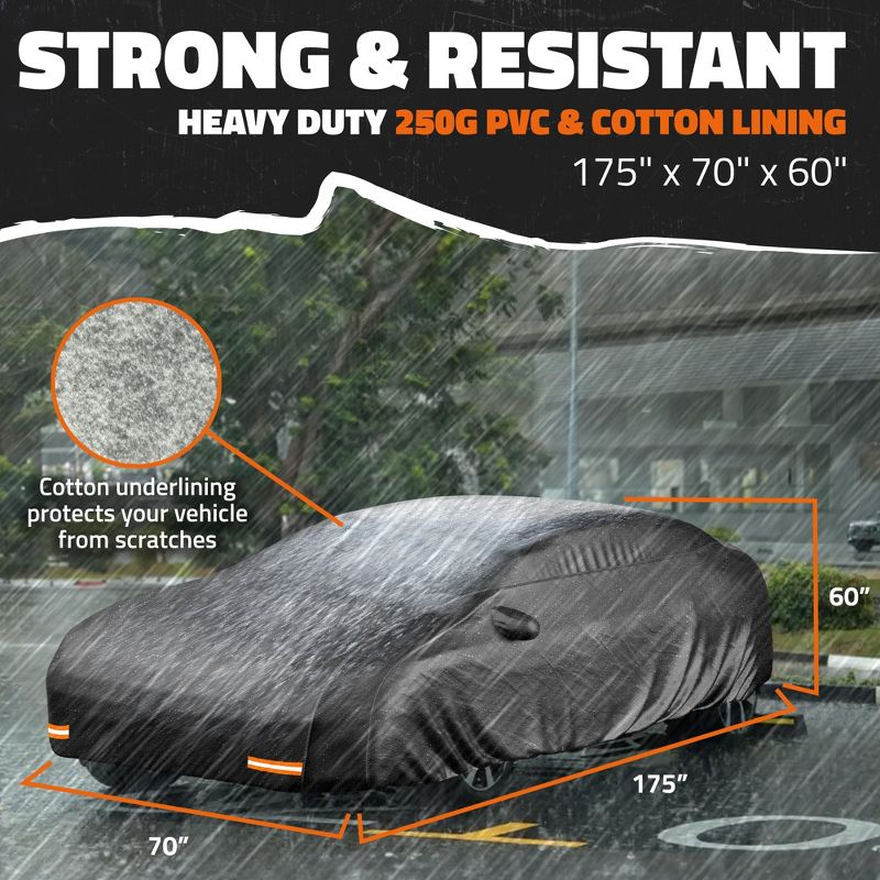 Mockins Heavy Duty XS Sedan Car Cover - 175"x70"x60" - 250g PVC Cotton Lining