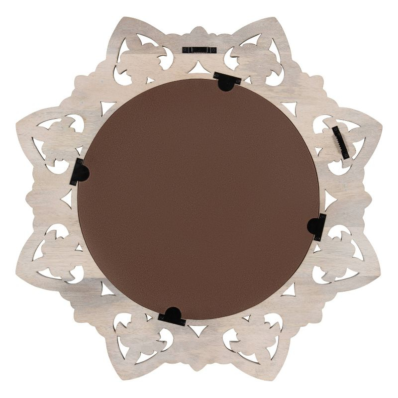 Kate & Laurel All Things Decor 28"x28" Meera Carved Wood Mirror Brown: Artisan Starburst, No Assembly