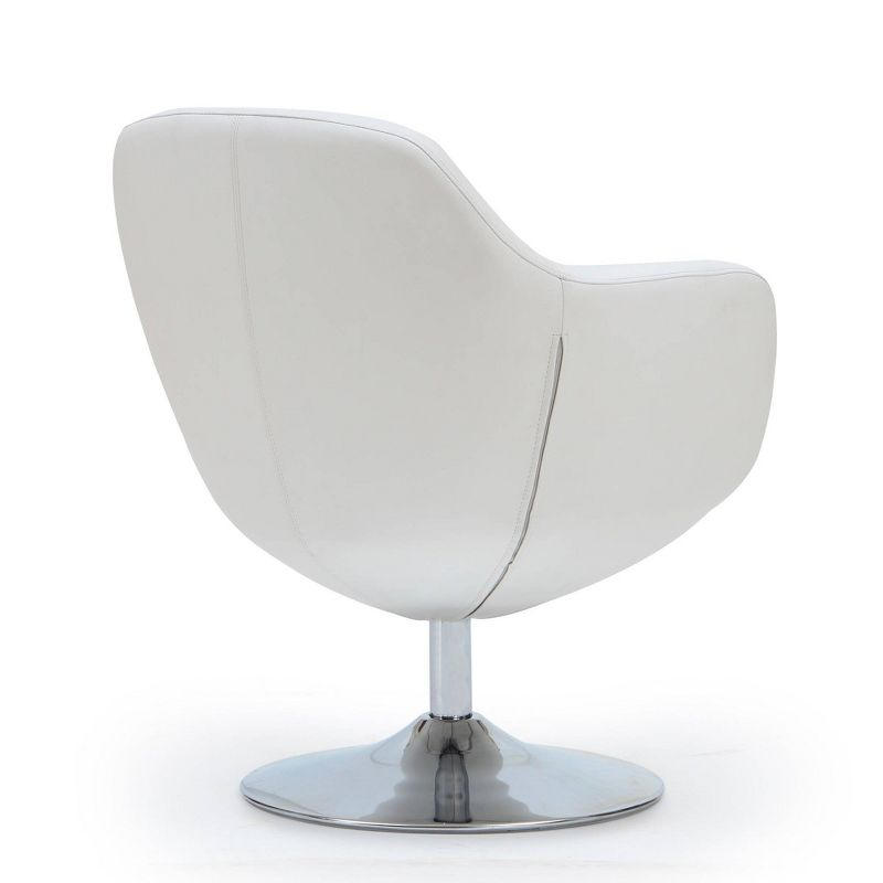 Caisson Faux Leather Swivel Accent Chair White: Polished Chrome Base, Removable Cushion - Manhattan Comfort