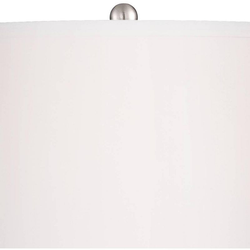 360 Lighting Coastal Table Lamps 30" Tall Set of 2 Fluted Blue Glass White Drum Shade for Living Room Family Bedroom Bedside Nightstand