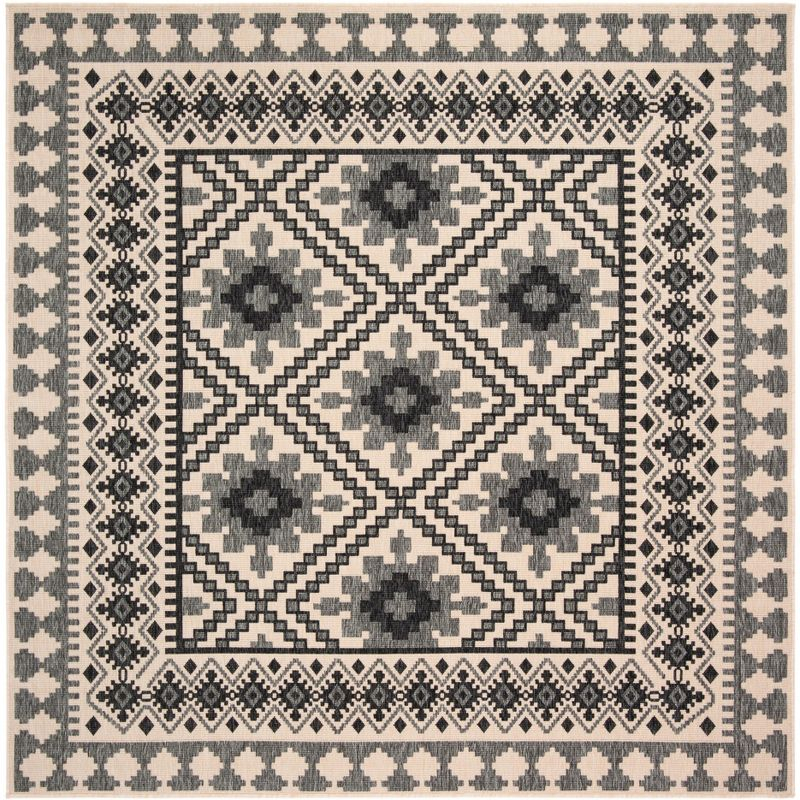 Veranda VER099 Power Loomed Indoor/Outdoor Area Rug - Ivory/Slate - 5'3"x5'3" - Safavieh.