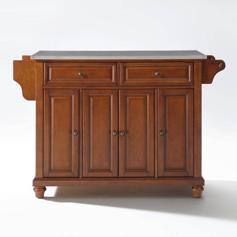 Cambridge Stainless Steel Top Full Size Kitchen Island/Cart Cherry - Crosley: With Spice Rack & Towel Holder