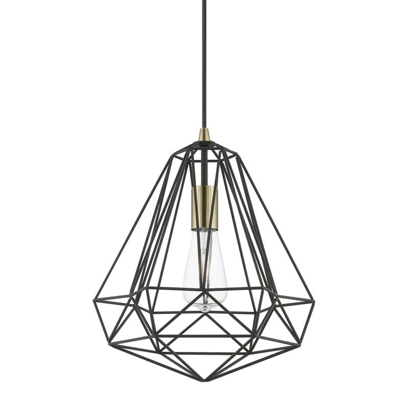 Livex Lighting Knox 1 - Light Pendant in  Textured Black/Polished Chrome