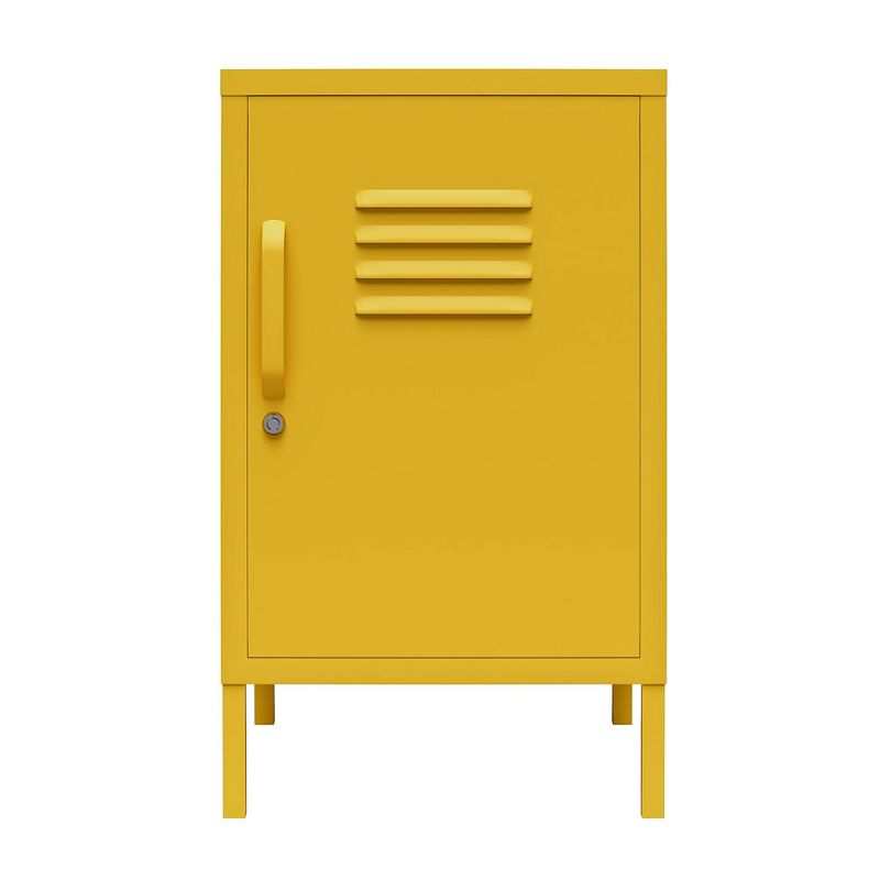 RealRooms Shadwick 1 Door Metal Locker Style Livingroom End Table, Mustard Yellow