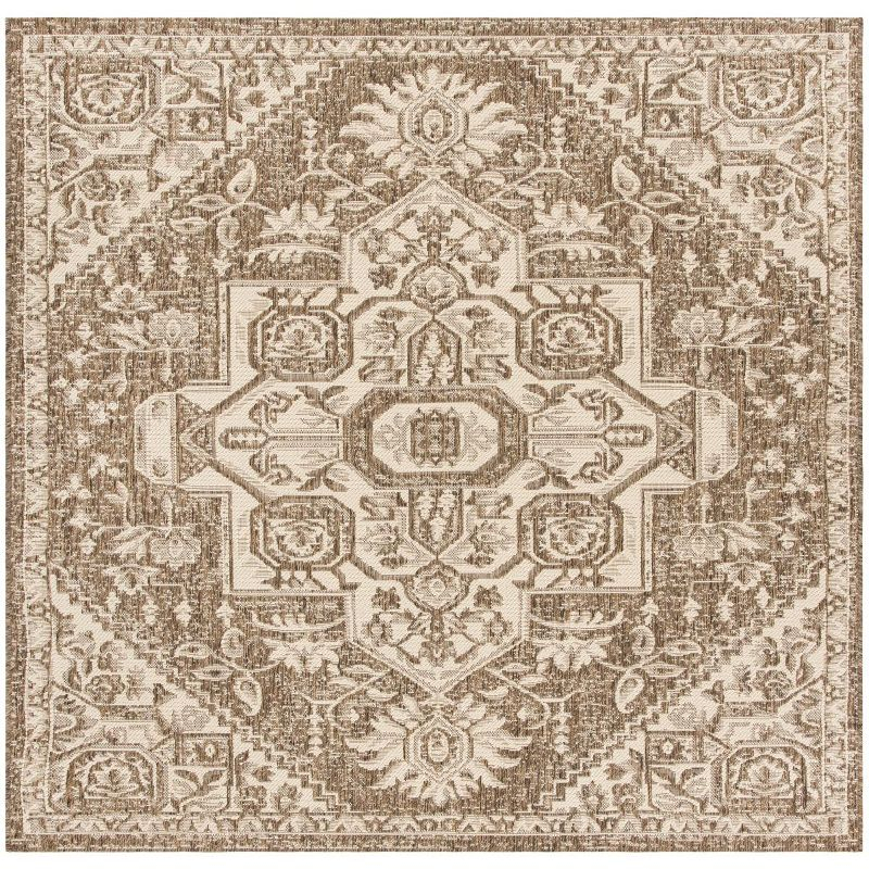 Beach House BHS138 Power Loomed Indoor/Outdoor Area Rug - Cream/Beige - 6'7"x6'7" - Safavieh
